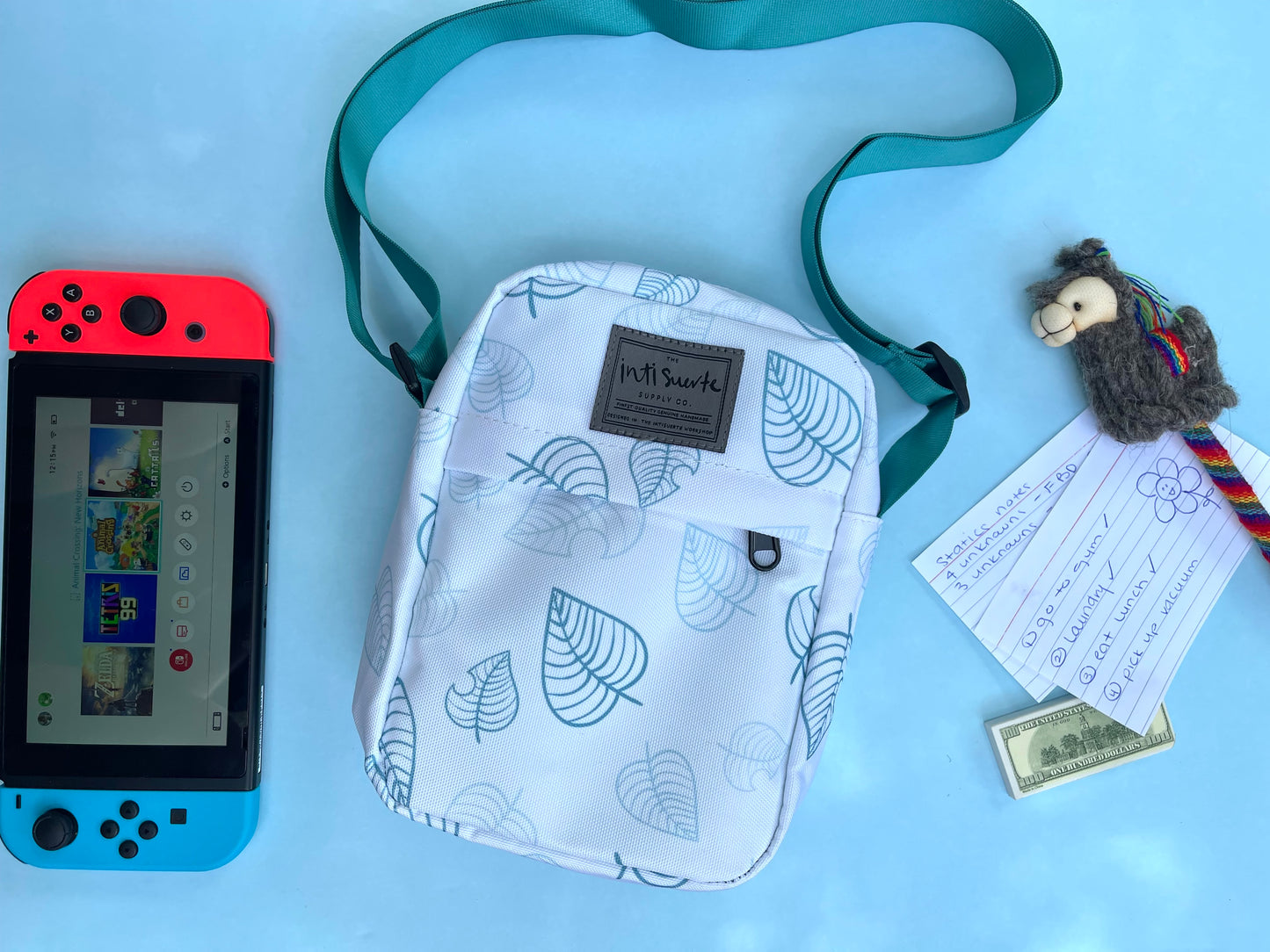 Animal Crossing Blue Canvas Side Bag
